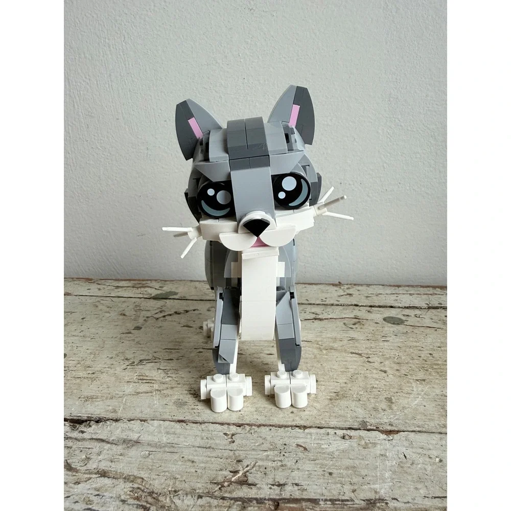 LEGO Creator 3-in-1 Playful Cat 31163 Built Grey White Posable Kitten